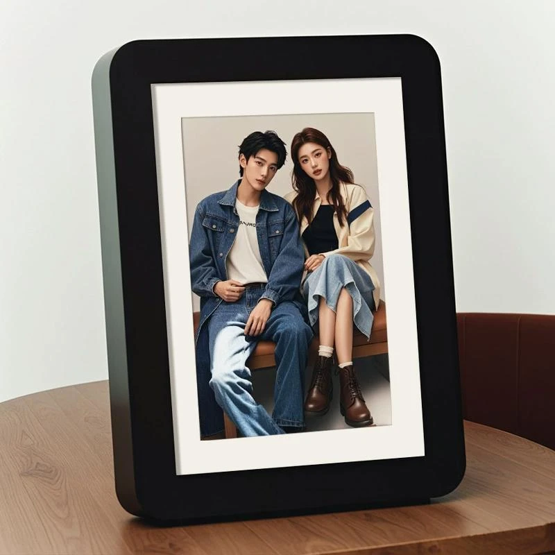 相框洗照片定制摆台做成相册6寸7寸8实木加打印高级感diy装裱架a4