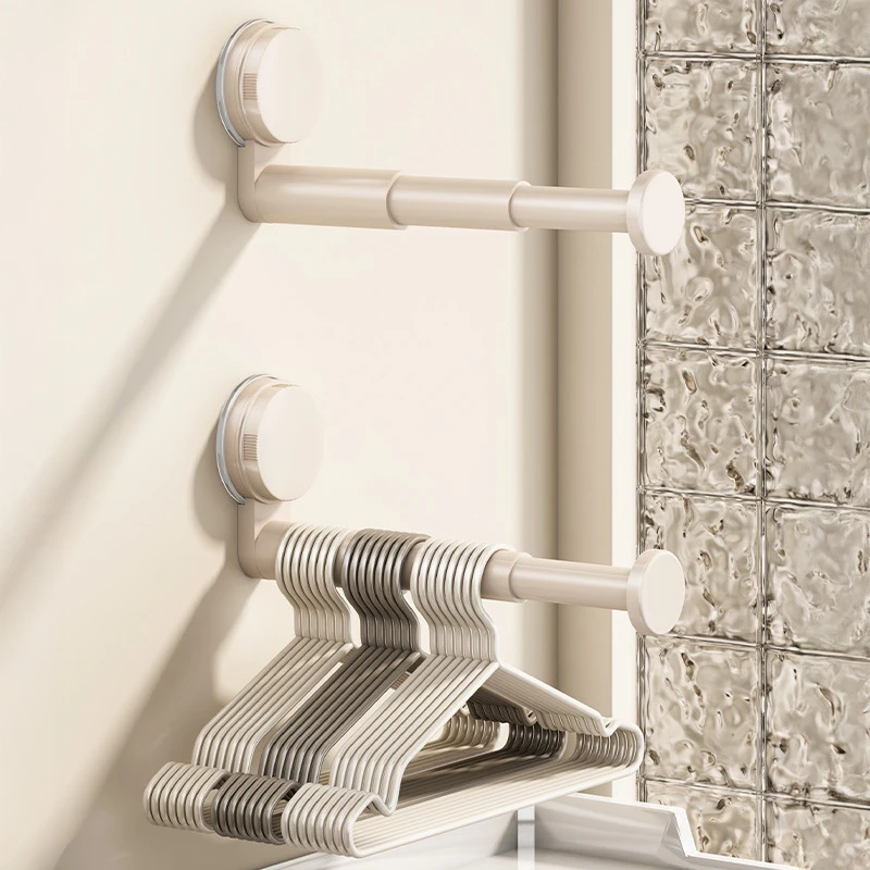 阳台吸盘衣架收纳神器家用多功能挂钩伸缩免打孔墙上无痕挂衣架子商品图