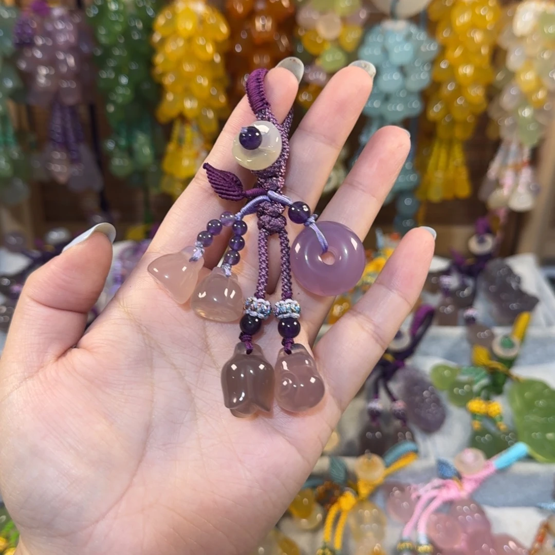 玛瑙/玉髓未镶嵌钥匙挂件