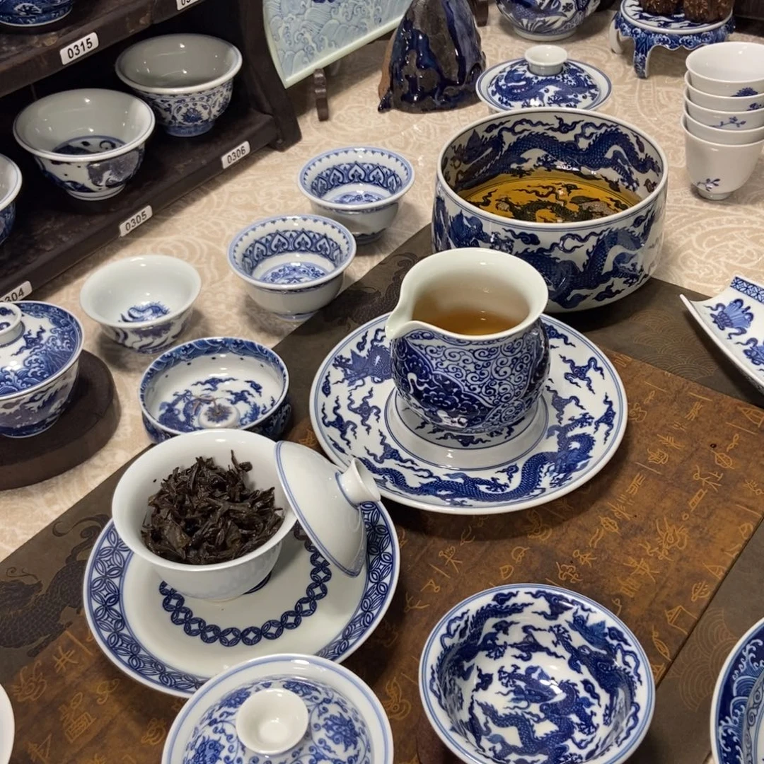 向***看陶摆件龙川莲花壶承盖碗