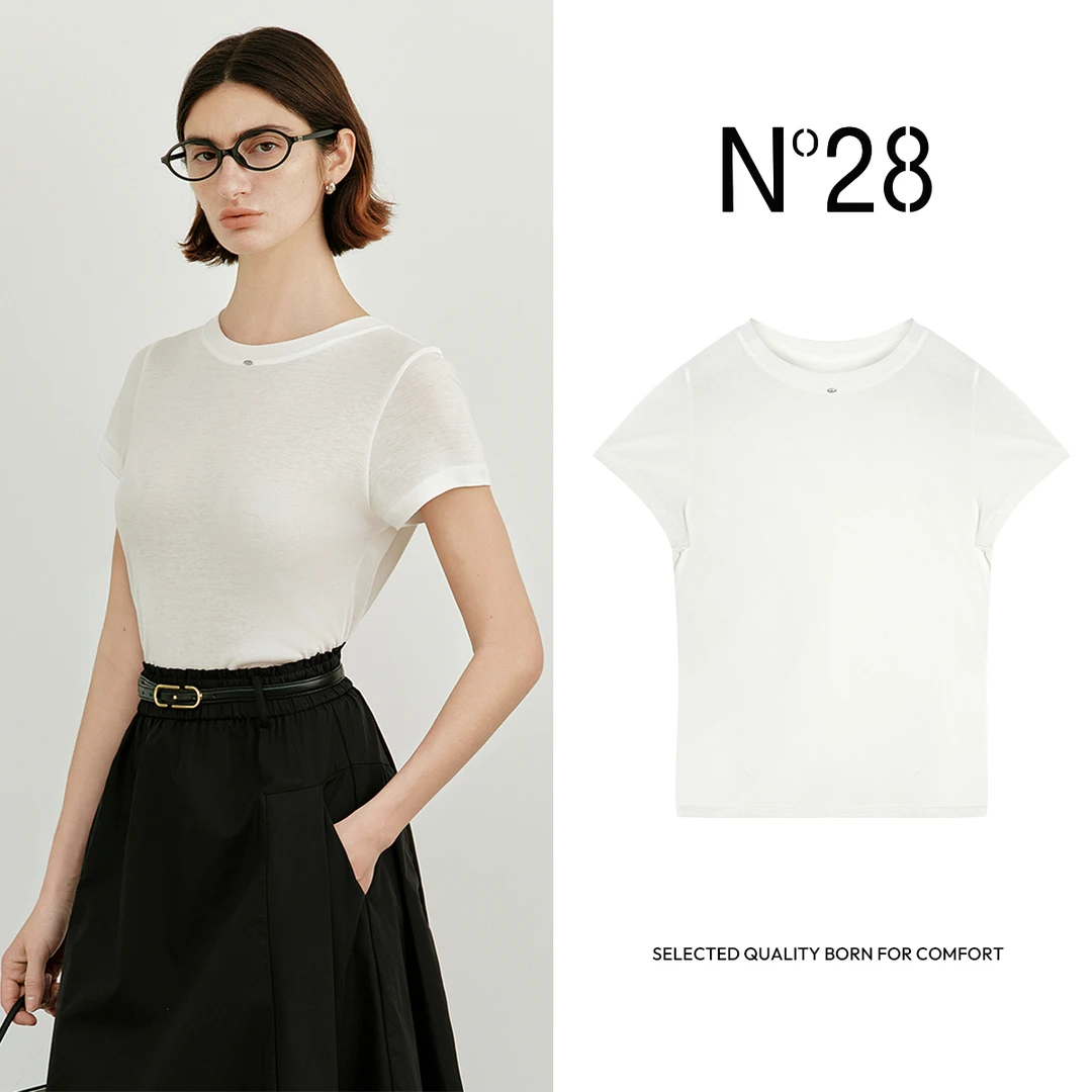 【娜娜】N°28 2025夏季新款时尚T恤女舒适时尚休闲百搭圆领上衣T031