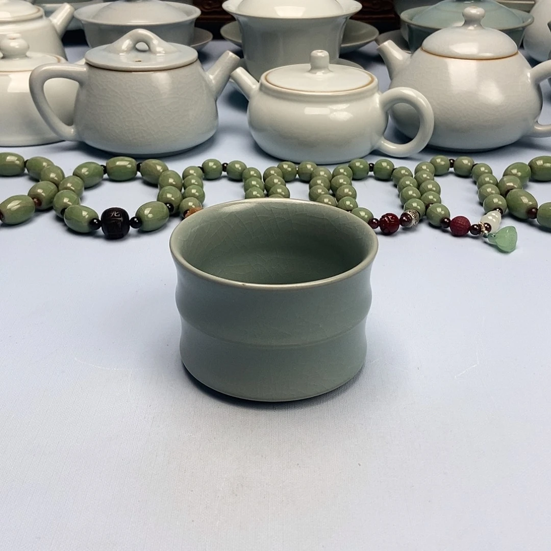杯微微瑕仿古釉竹节杯原矿原釉原产地