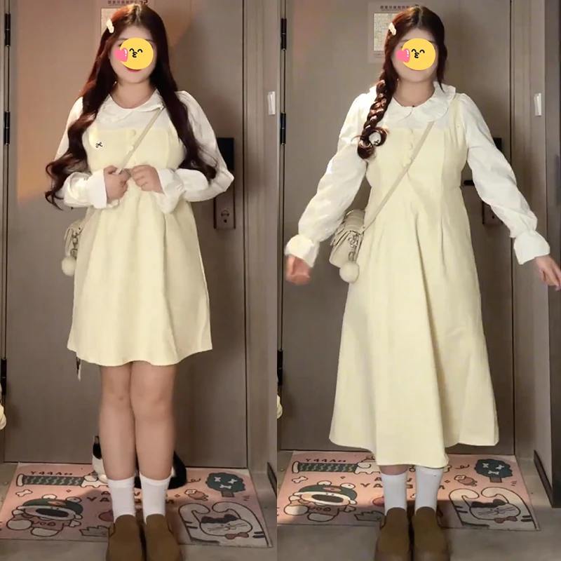 奶黄色小香风长袖连衣裙早秋新款法式千金气质短裙遮肉显瘦A字裙