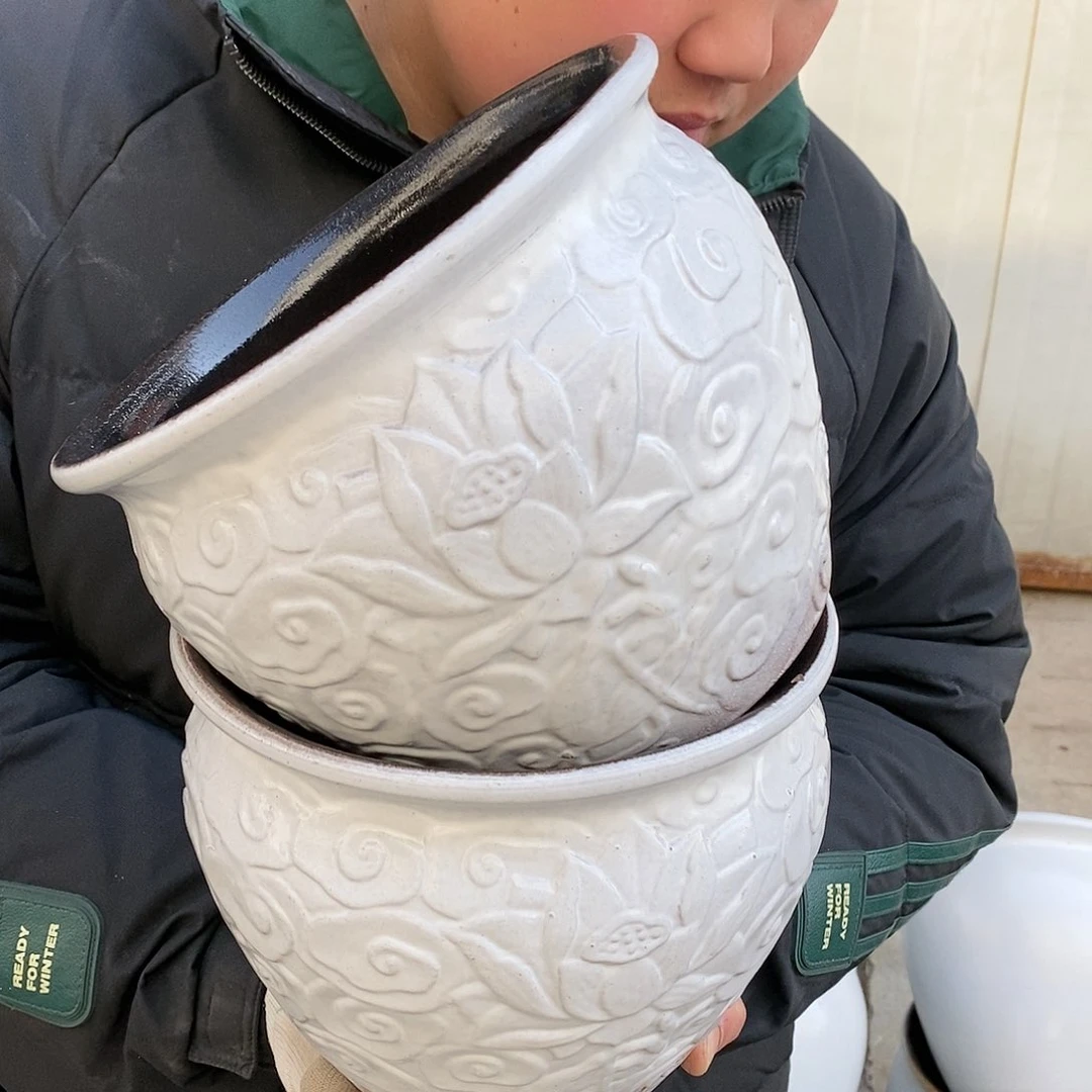 紫砂花盆瑕疵口20高16瑕疵