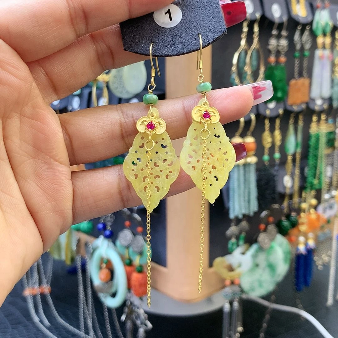 【闪购商品】翡翠耳饰银S925镶嵌娜*耳坠