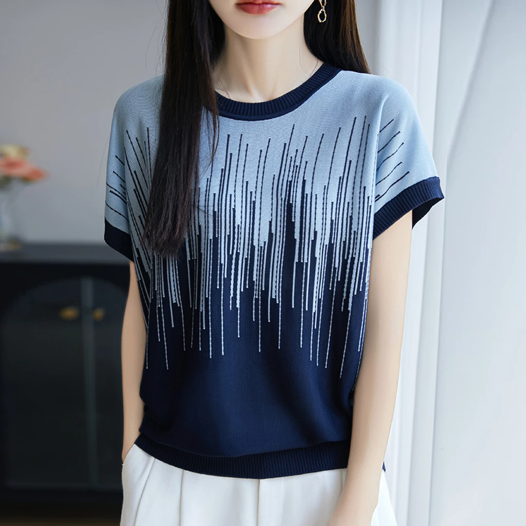 特大码女装夏装胖mm冰丝针织衫女士短袖t恤宽松遮肚子巨显瘦上衣