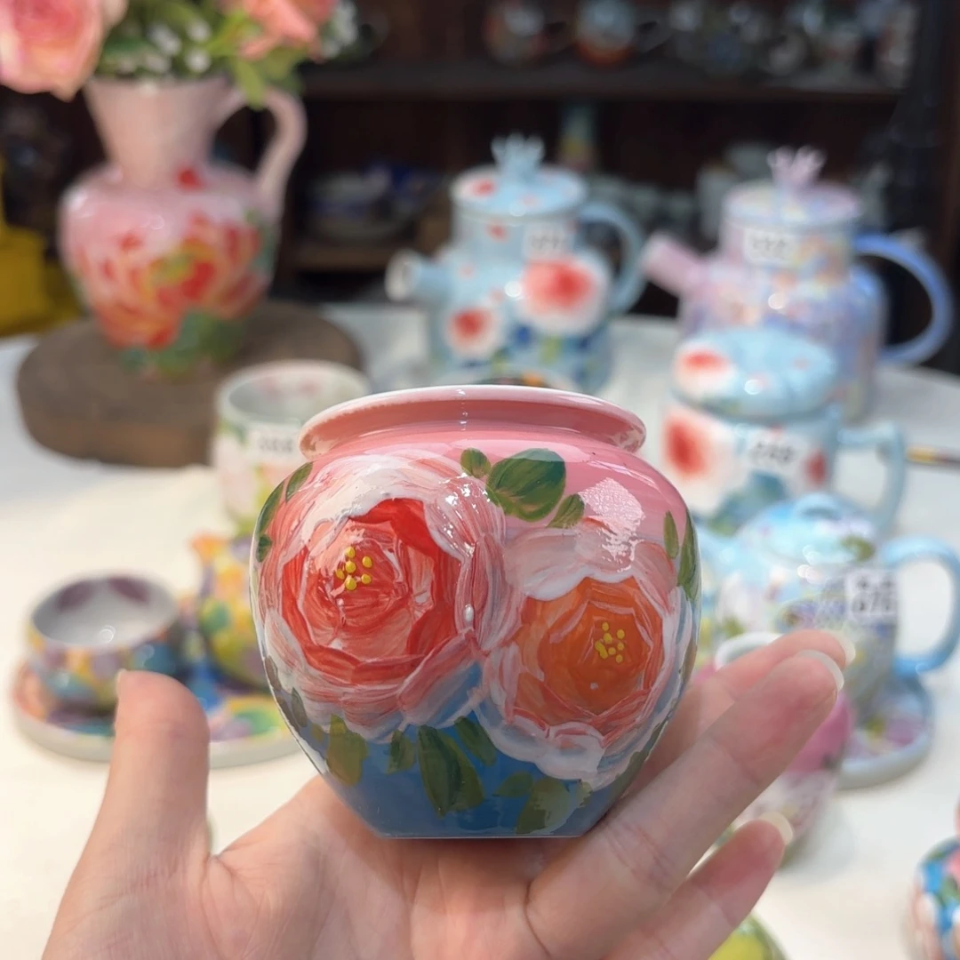 景德镇手绘高温釉下彩陶瓷茶具