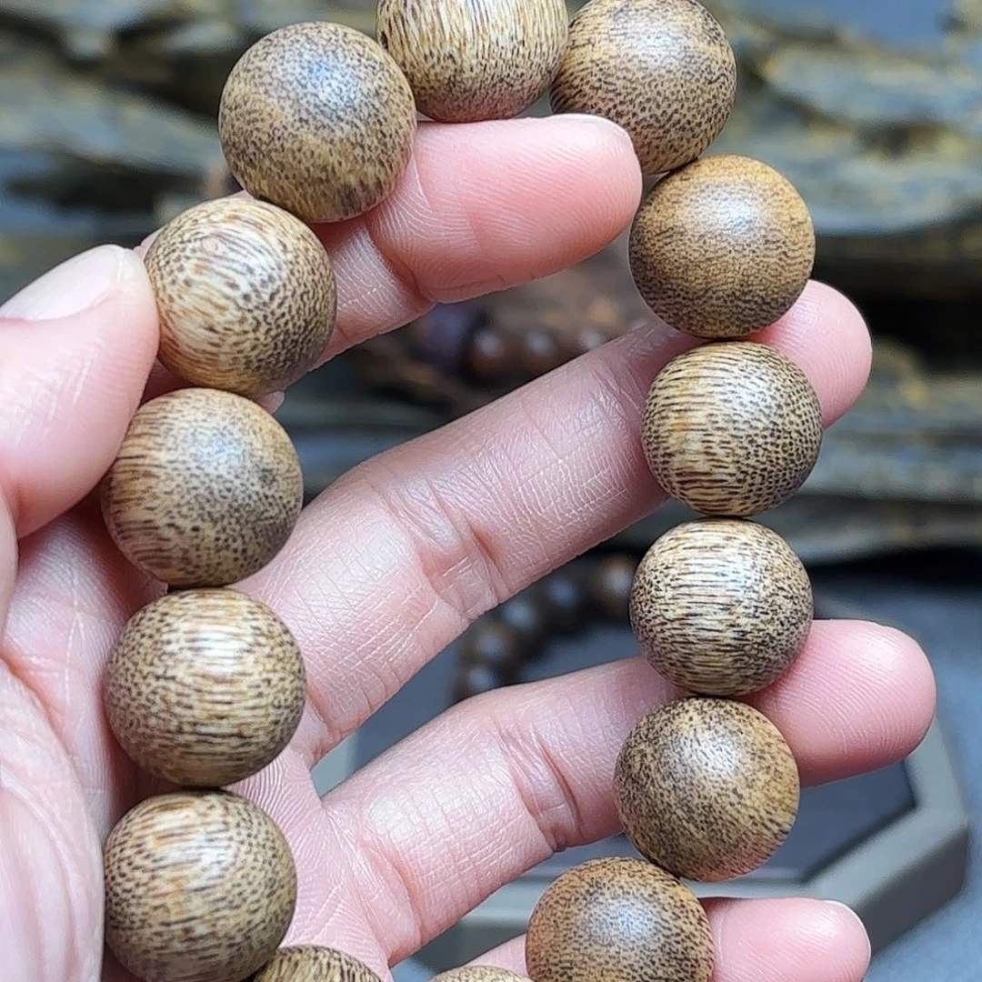 沉香手串越南芽庄黄棋楠虫漏芝麻点16mm单圈