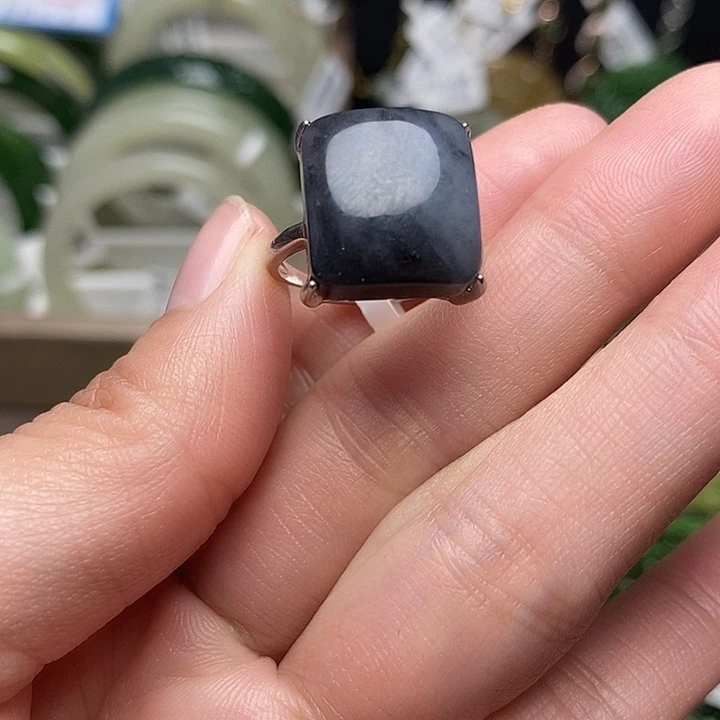 和田玉银S925镶嵌戒指