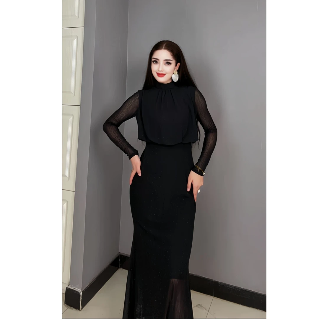 9839【包邮】新款时尚气质高级烫钻时尚女装连衣裙