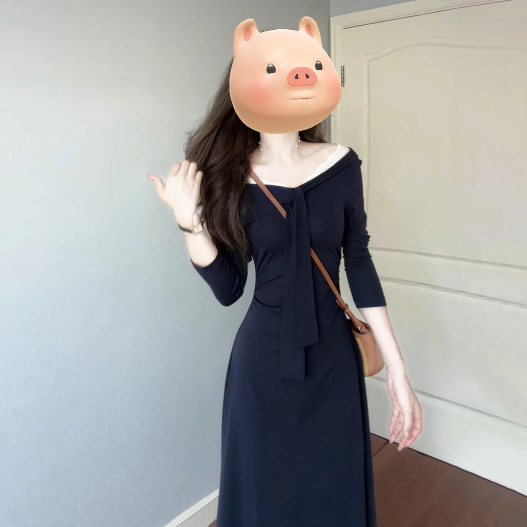 【现货+运补】连衣裙2025新款气质高级感收腰显瘦长裙初秋穿搭6894