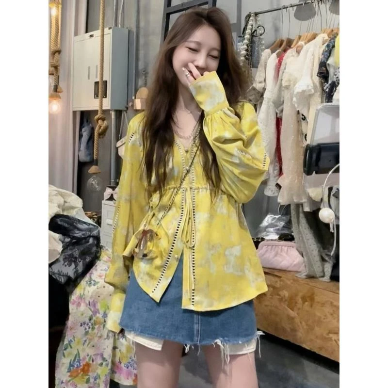 法式宫廷风提花系带长袖衬衫女早秋高级感休闲显瘦别致防晒衫上衣