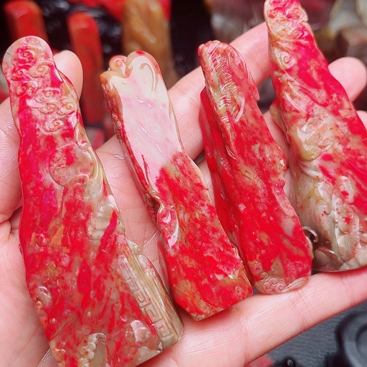 真***器昌化石昌化鸡血石精品连章