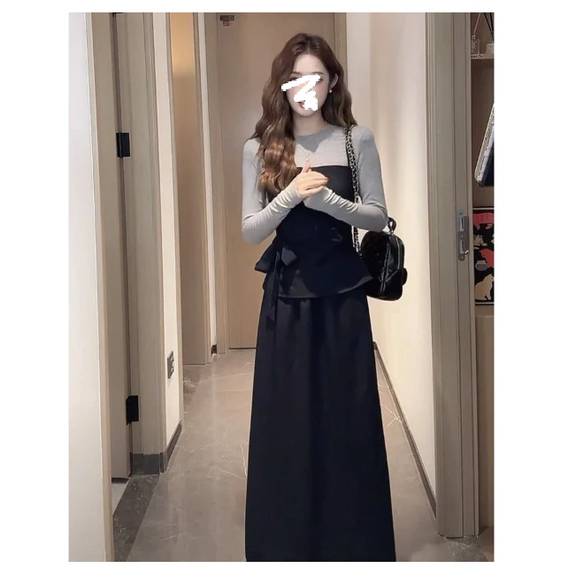 【暮色周末】秋季慵懒感宽松简约上衣~精致吊带~半身裙套装女3404#