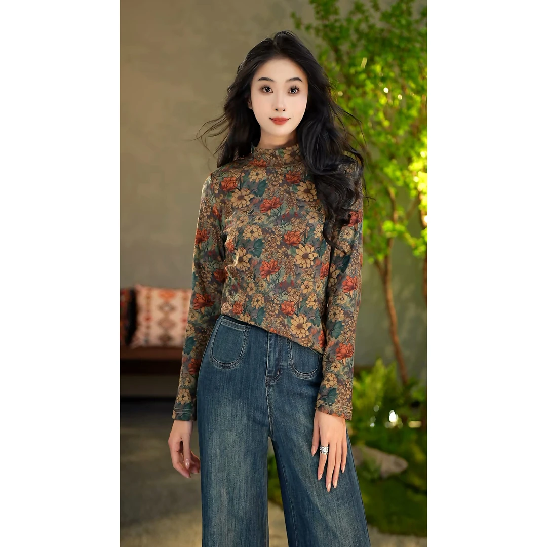 【陶子】~文艺复古款上衣花色百搭时尚款302029