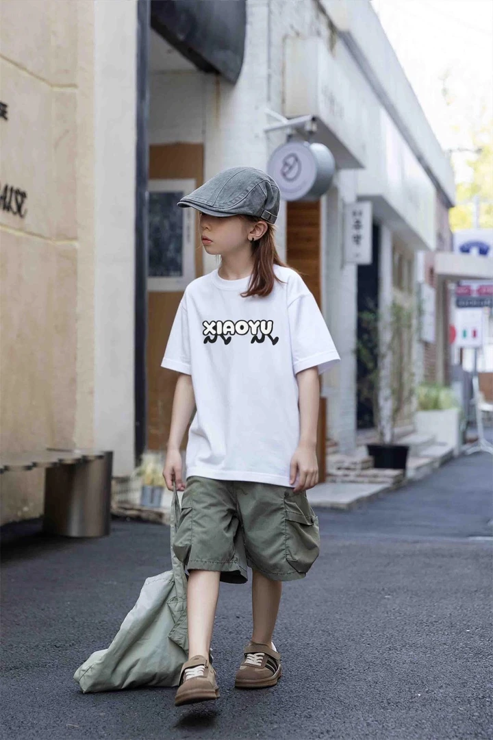 【小鱼】2025年新款纯棉男女童时尚简约T恤