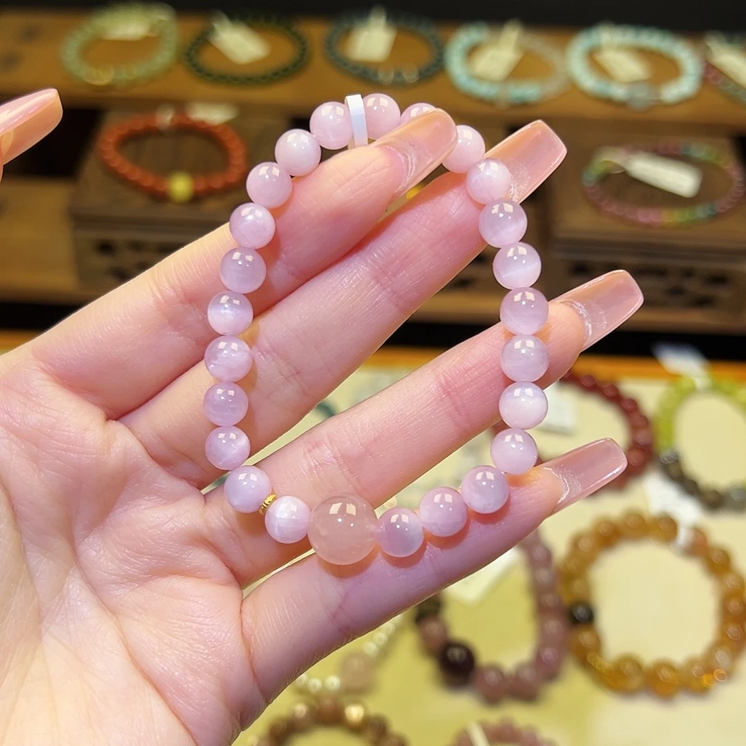 手串水晶银S925镀金镶嵌紫锂辉9301