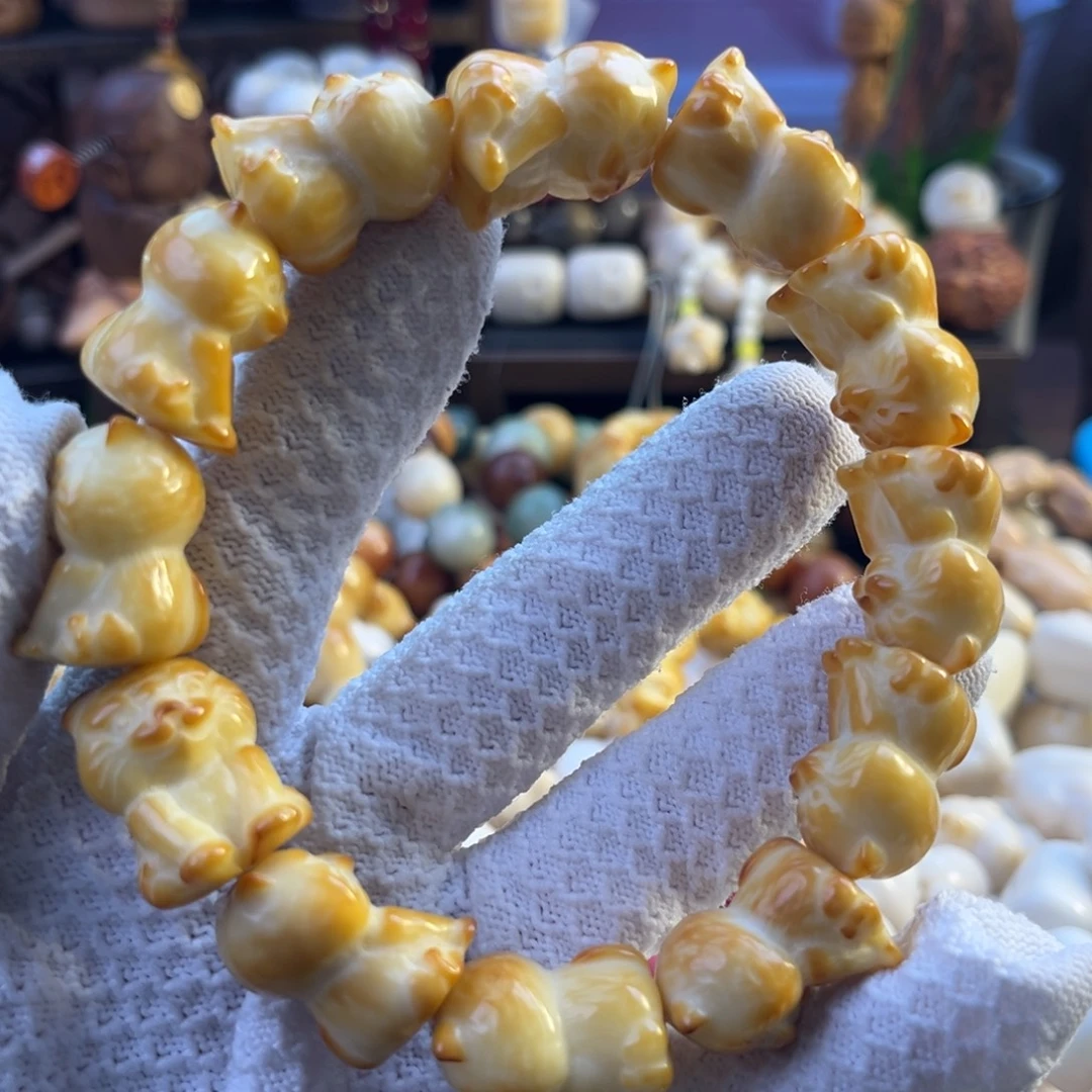 菩提根/象牙果手串-烤色老虎-卡24