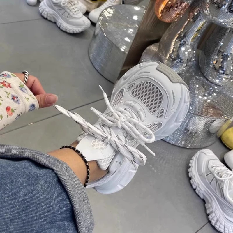 新百伦百搭欧洲站2025春夏季新款老爹鞋女厚底透气网面运动休闲鞋