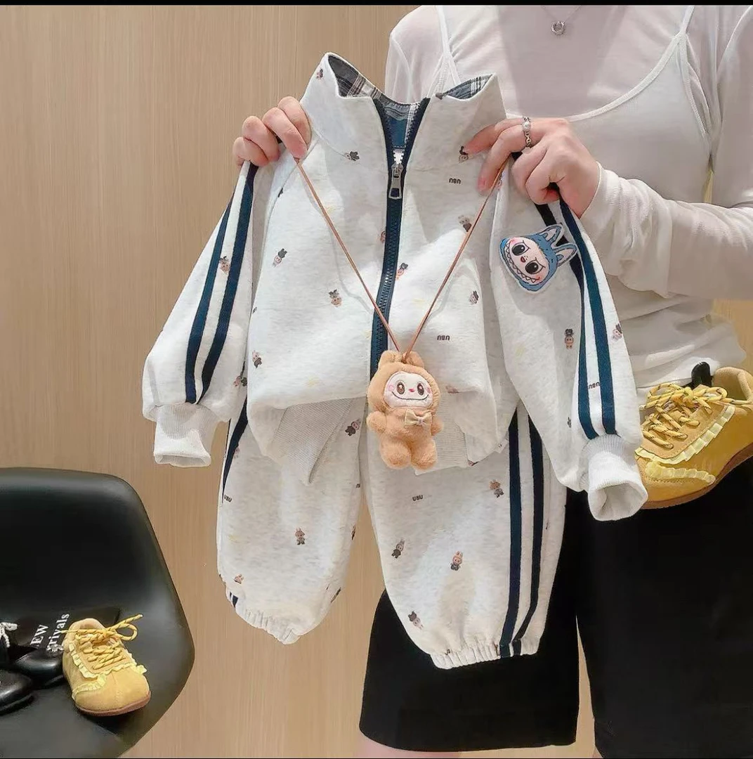 儿童新款秋季套装女童中小童拉布布玩偶运动卫衣休闲网红套装潮