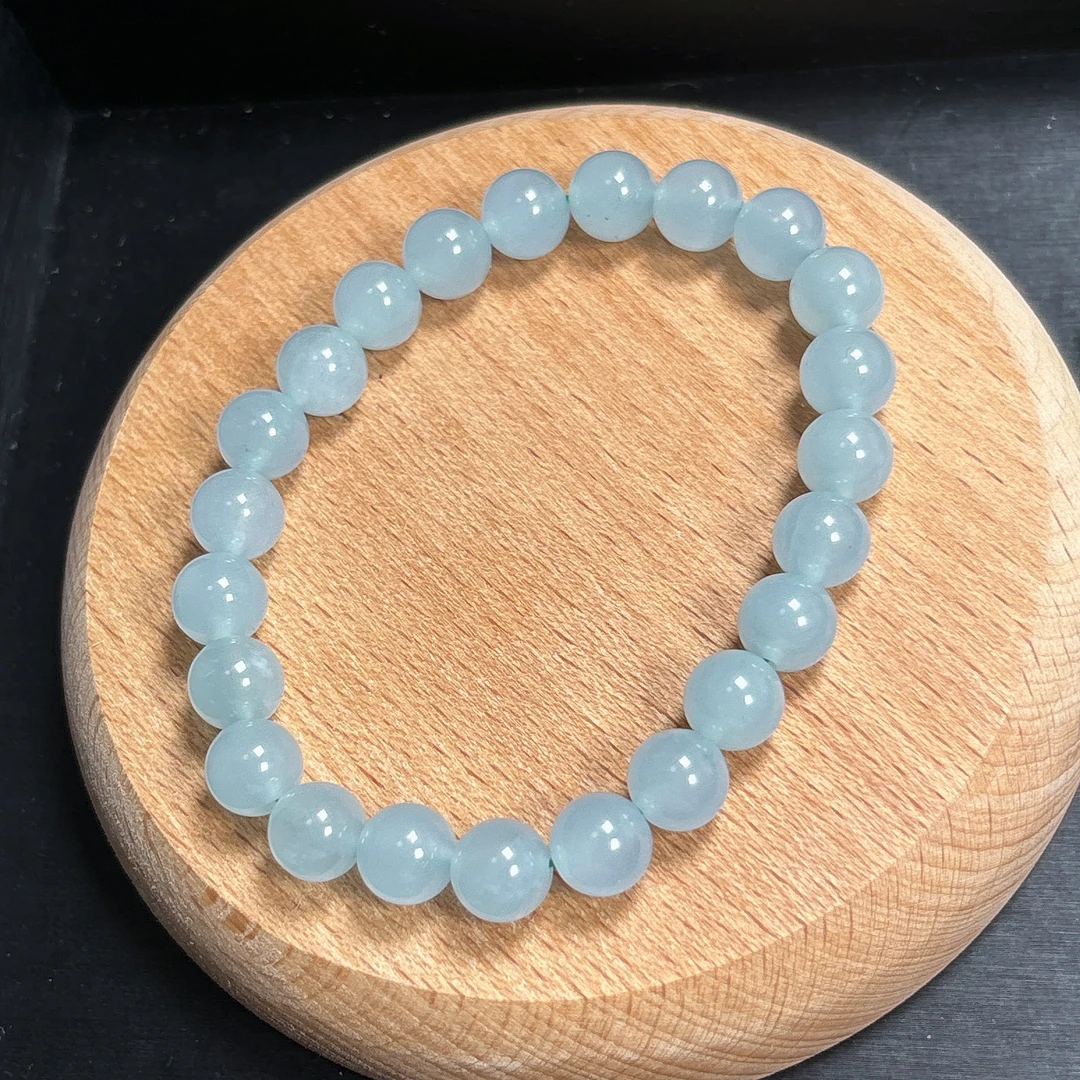 卡8缅料蓝冰圆珠手串-多样性发一串