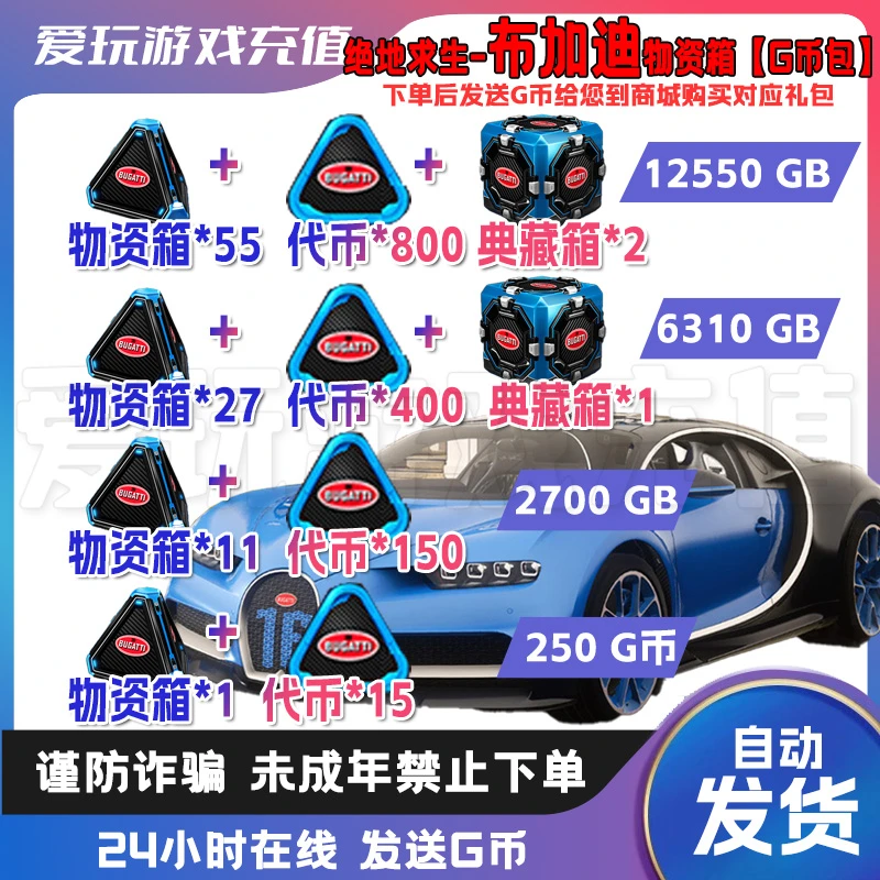 PUBG绝地求生布加迪物资箱包典藏箱 启程者包代币通行证CDK