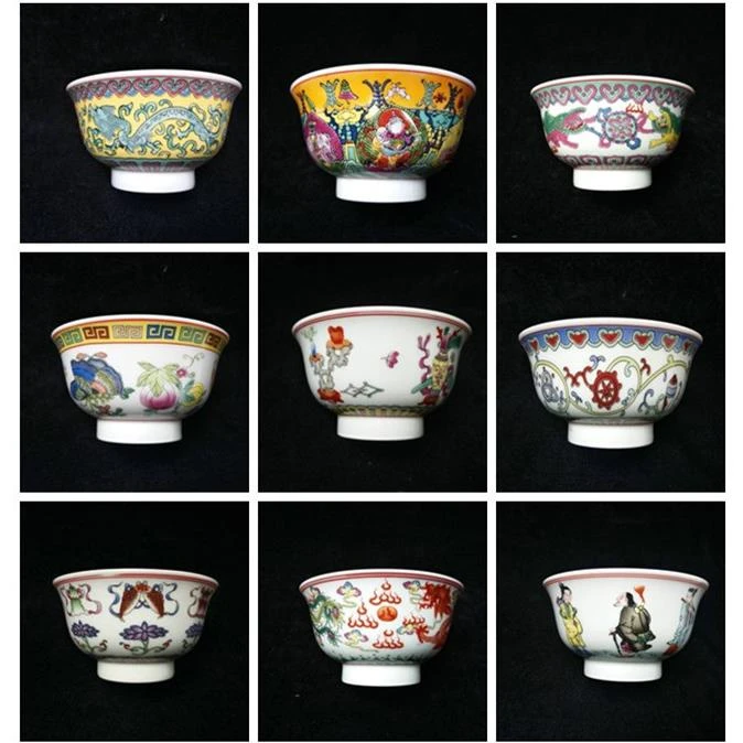 景德镇瓷器/高白釉不烫手粉彩藏式奶茶碗/民族瓷酥油茶碗/米饭碗