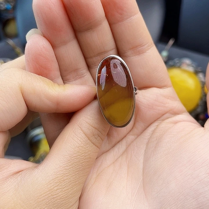 琥珀银S925镶嵌裸石