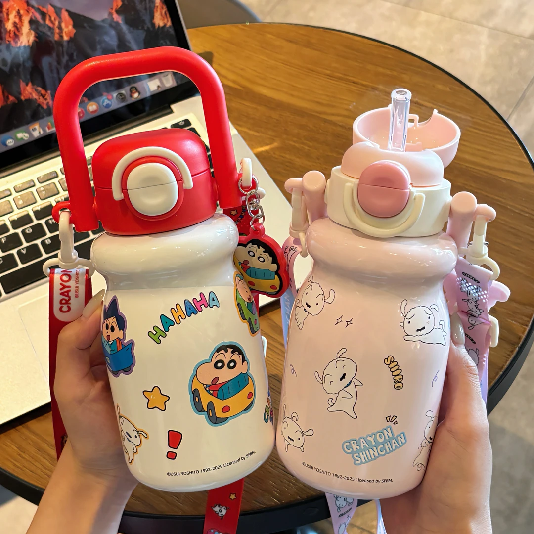 蜡笔小新水杯女生可爱保温杯2025新款高颜值大容量双饮杯学生专用