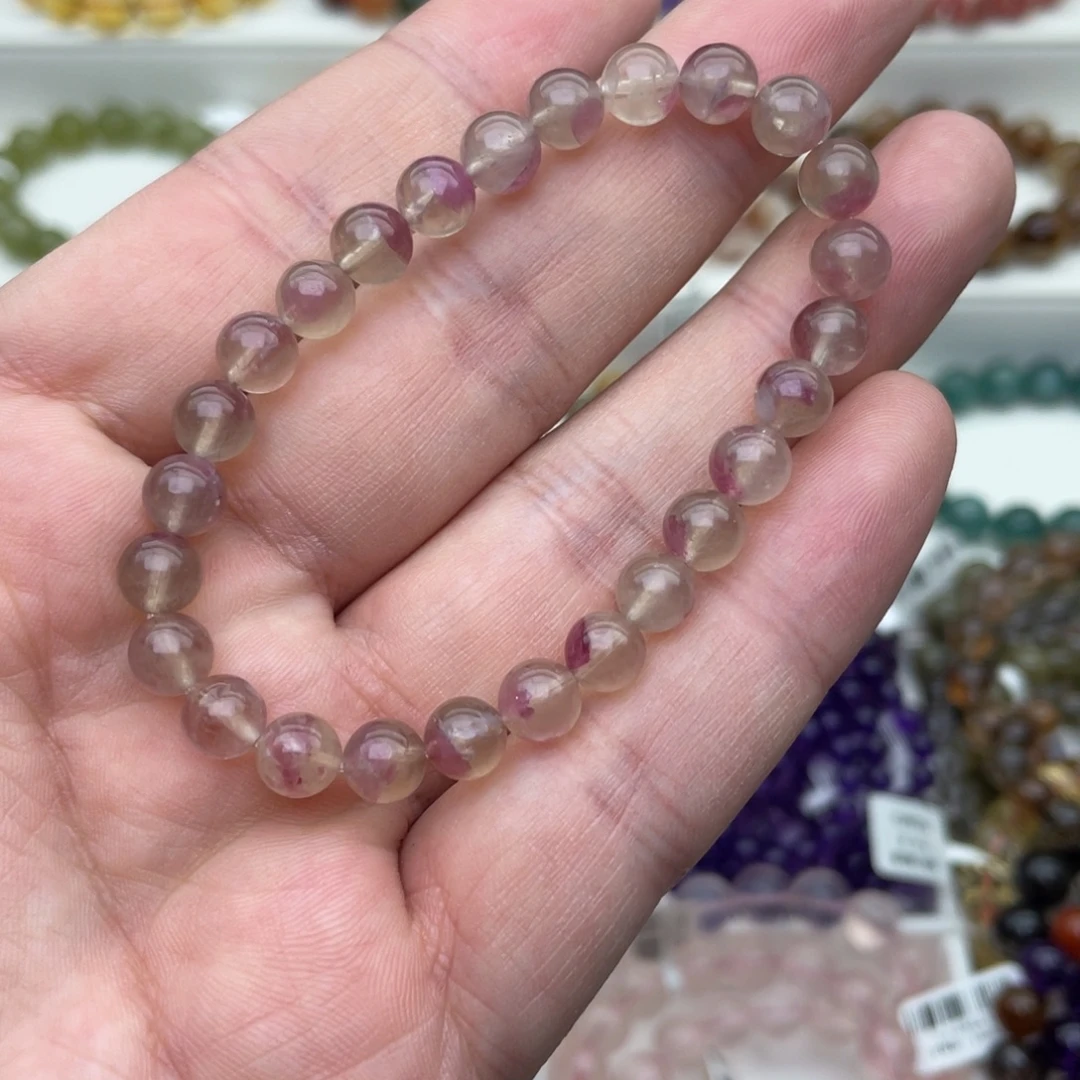 手链未镶嵌水晶粉碧玺7mm