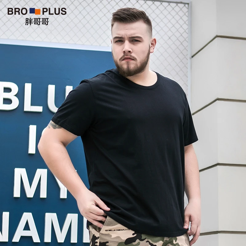 胖哥哥高街美式大码休闲宽松黑色100%纯棉男士夏季高级感t恤短袖