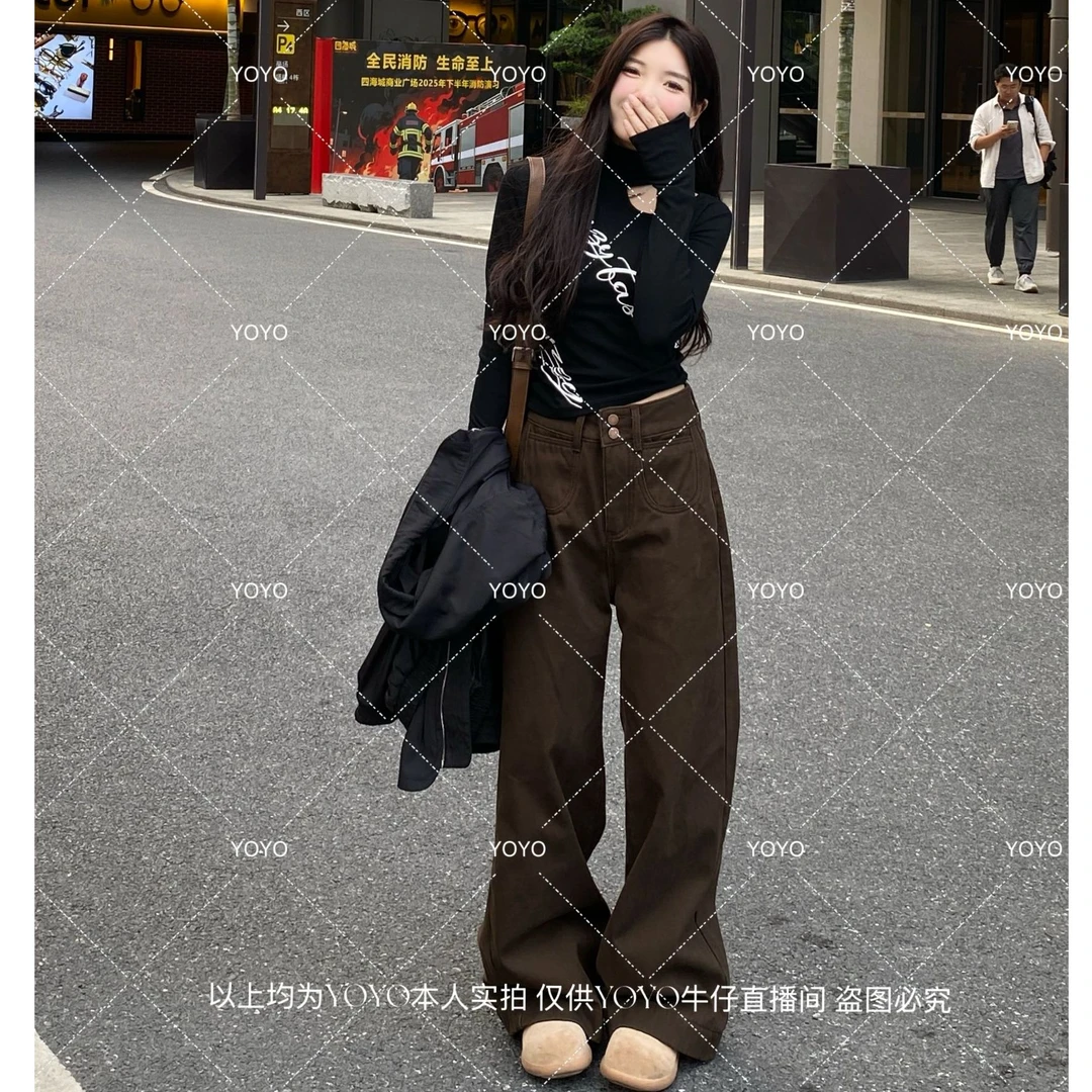 YOYO自制1【双口袋设计】加绒加厚冬款显瘦百搭设计感阔腿拖地裤