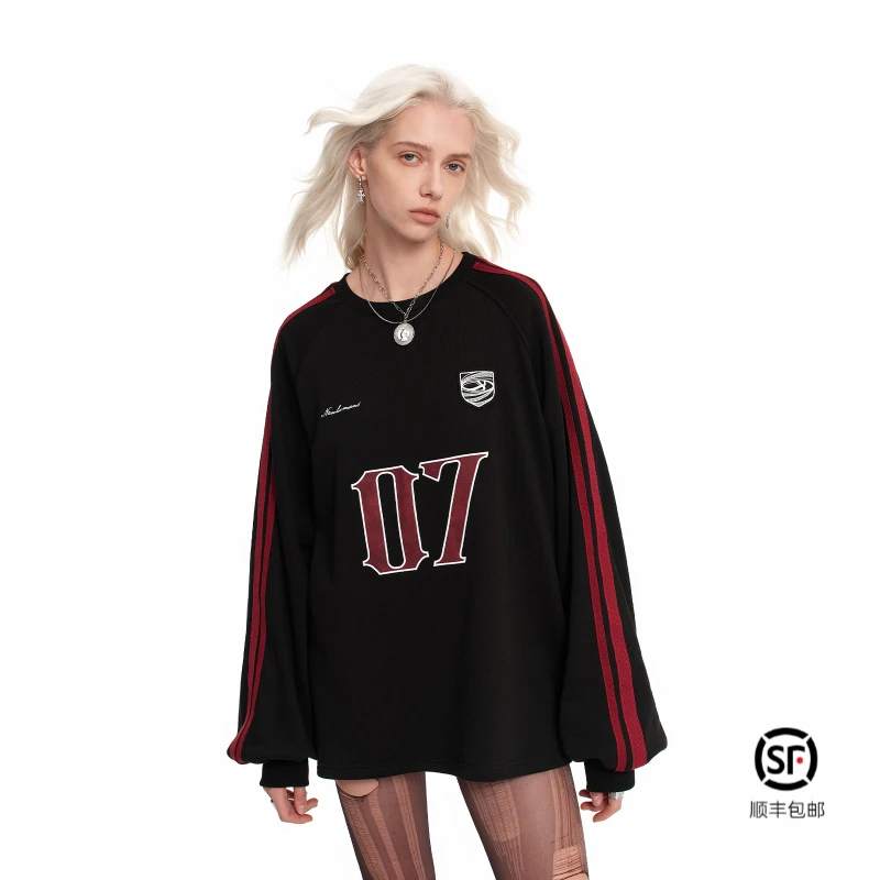 IMXS 07美式复古印花撞色运动球衣T恤