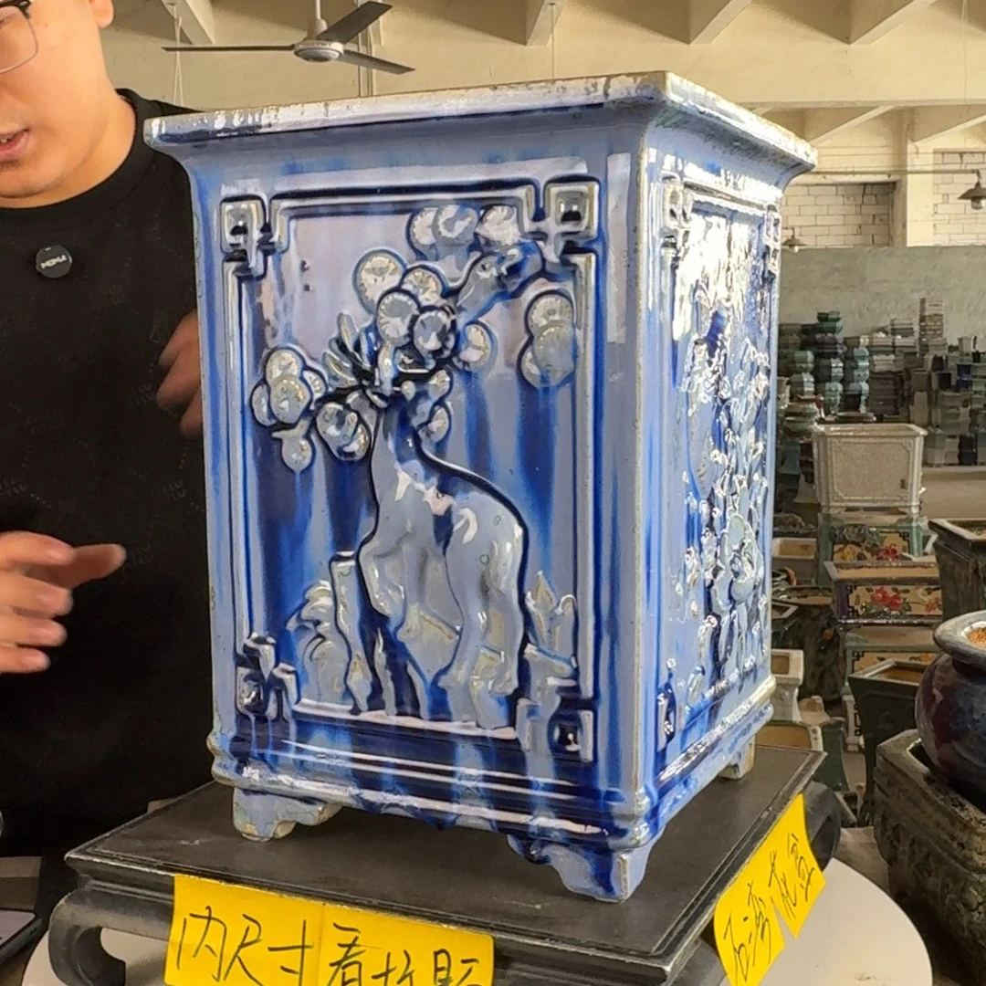 。一风堂石湾花盆 修胚痕迹 内20*30