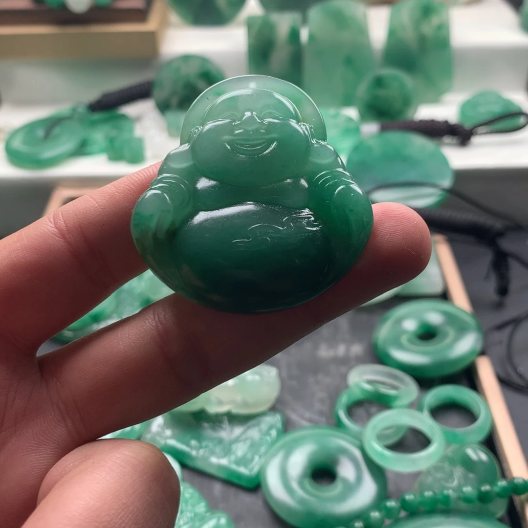 石英质玉（非洲翠）未镶嵌吊坠(不含链)