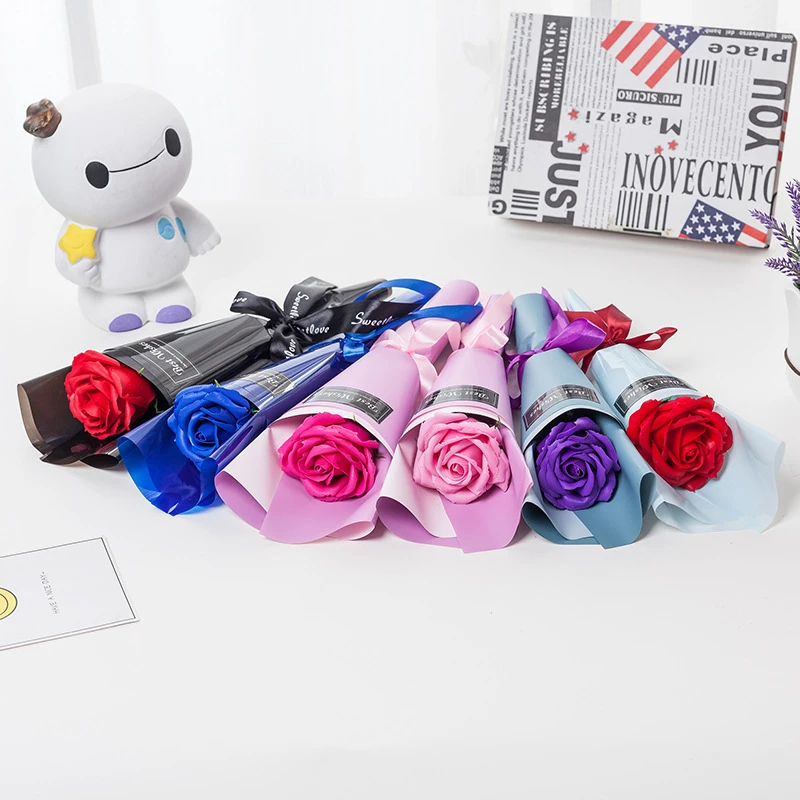 情人节礼物单支玫瑰花香皂花母亲节三八节永生花送女生生日礼物