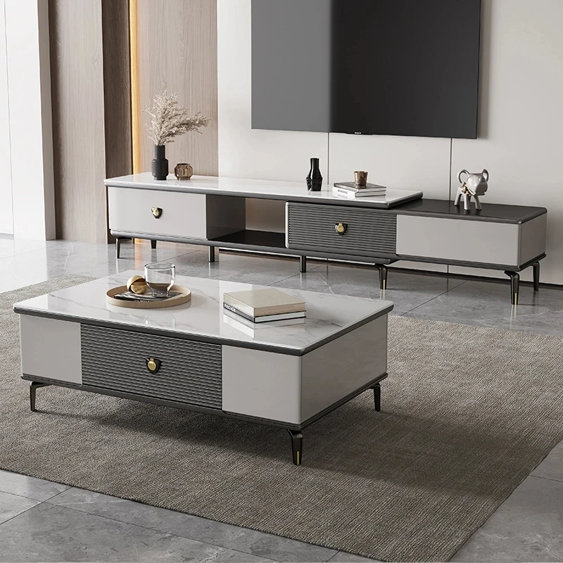 轻奢电视柜茶几家用可伸缩电视柜可储物现代简约组合茶几电视柜