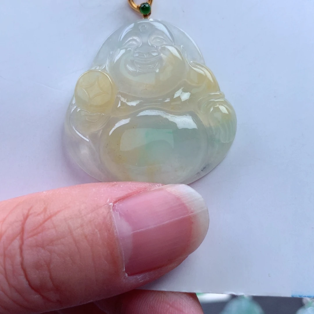 翡翠吊坠(不含链)18K金镶嵌