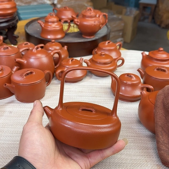 鞍***车紫砂壶全手工制作提梁