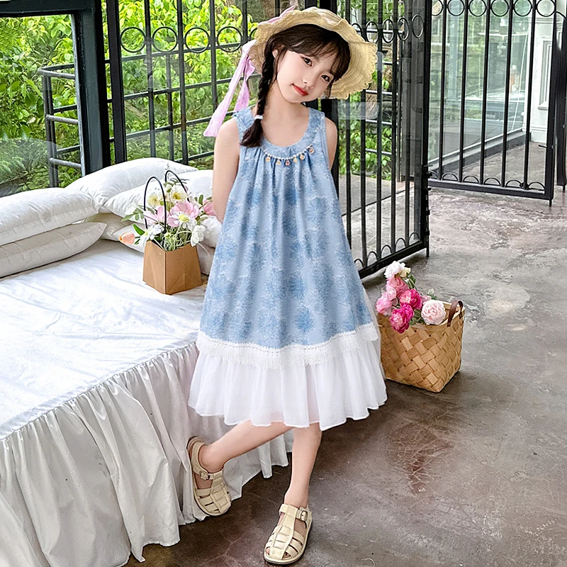 女童裙子夏款2025新款洋气童装女孩夏季公主背心裙儿童夏天连衣裙