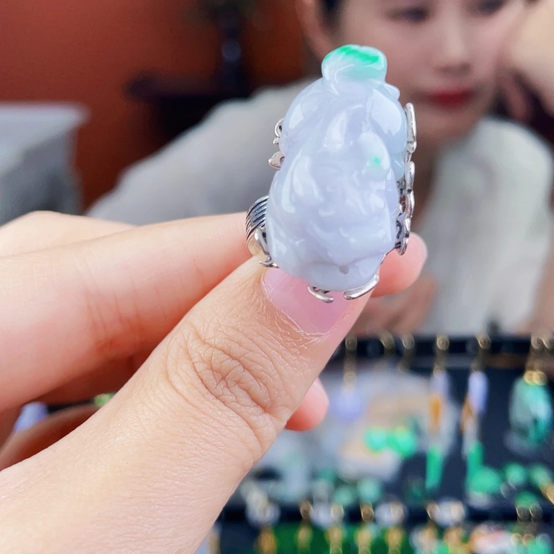 翡翠戒指银S925镶嵌