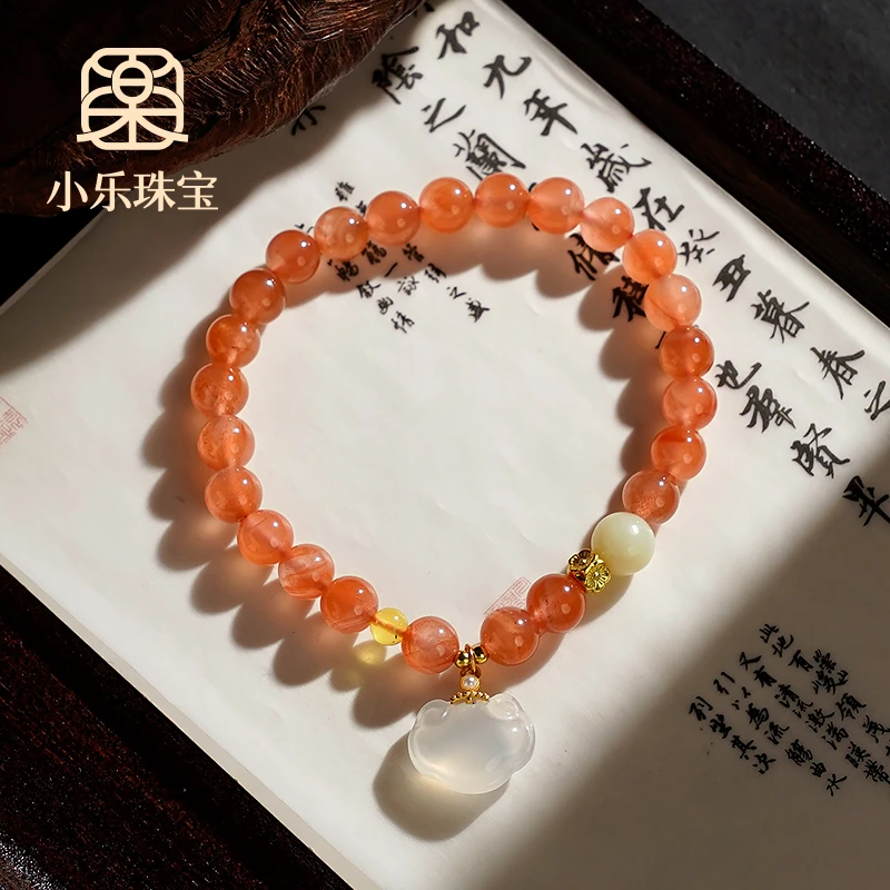 高级感南红单圈玉髓小锁吉祥如意女式手链多样性发一-10153