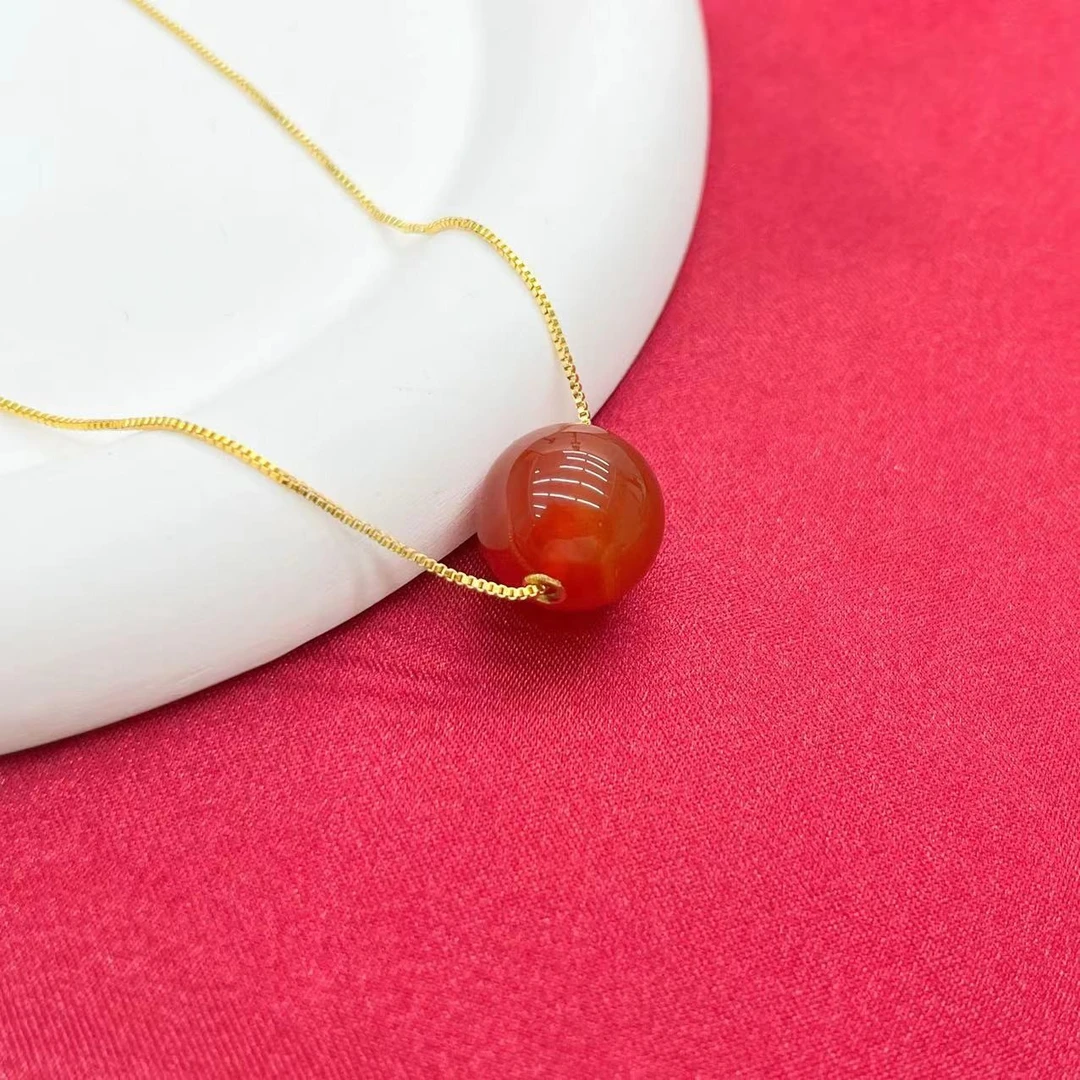 【安总专属】18K黄金镶嵌相思豆路路通玛瑙吊坠（赠包装，赠链）C112