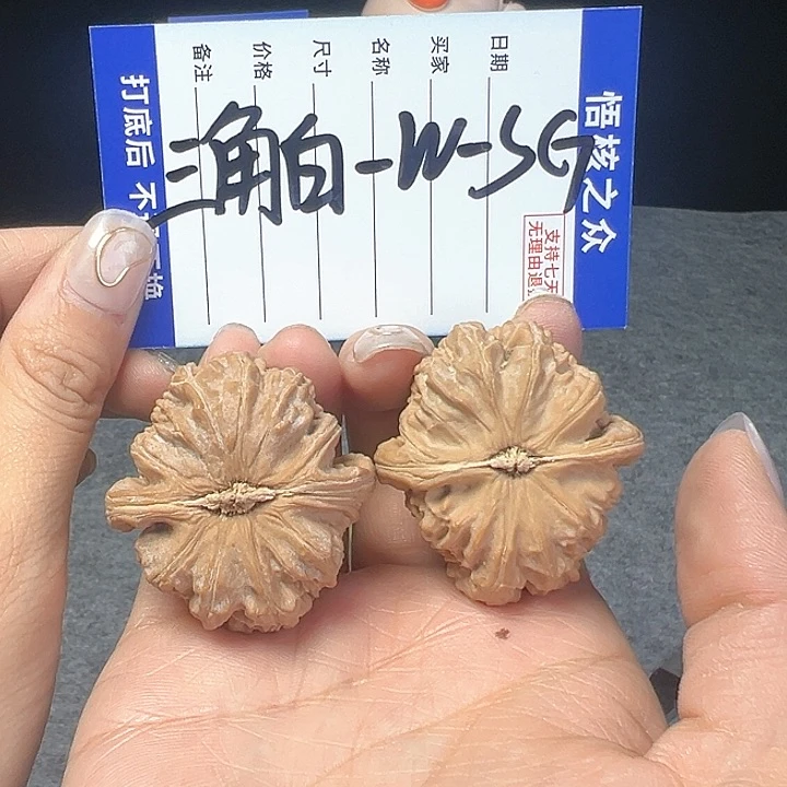 文玩核桃把件W**G三角白