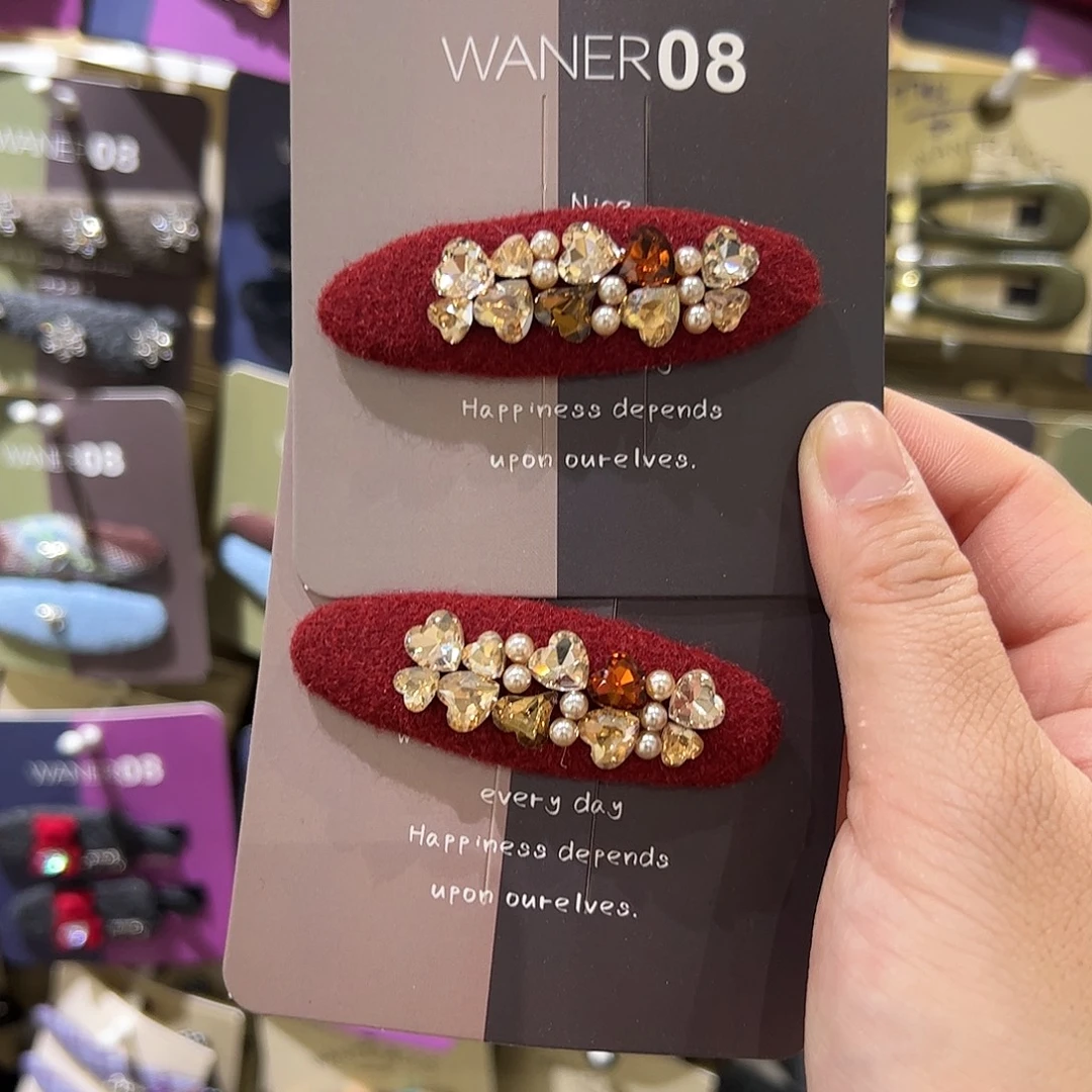 小***️布艺非金属红色爆米花拜拜夹