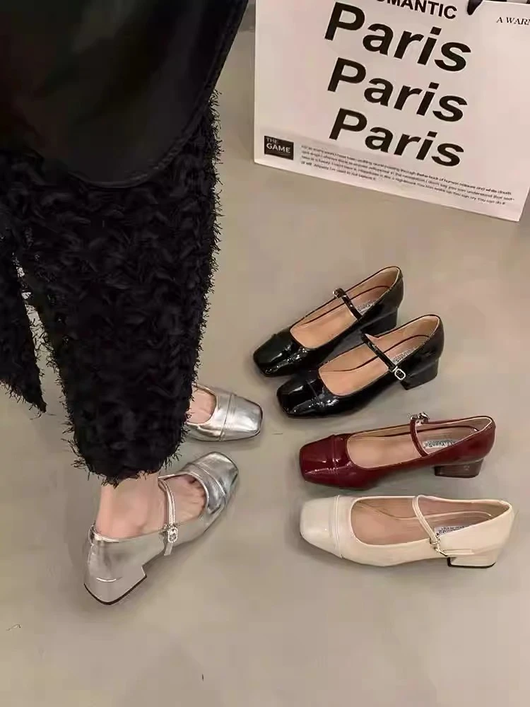 BOFF韩系新款粗跟单鞋法式浅口气质百搭女夏季晚晚鞋搭配裙子