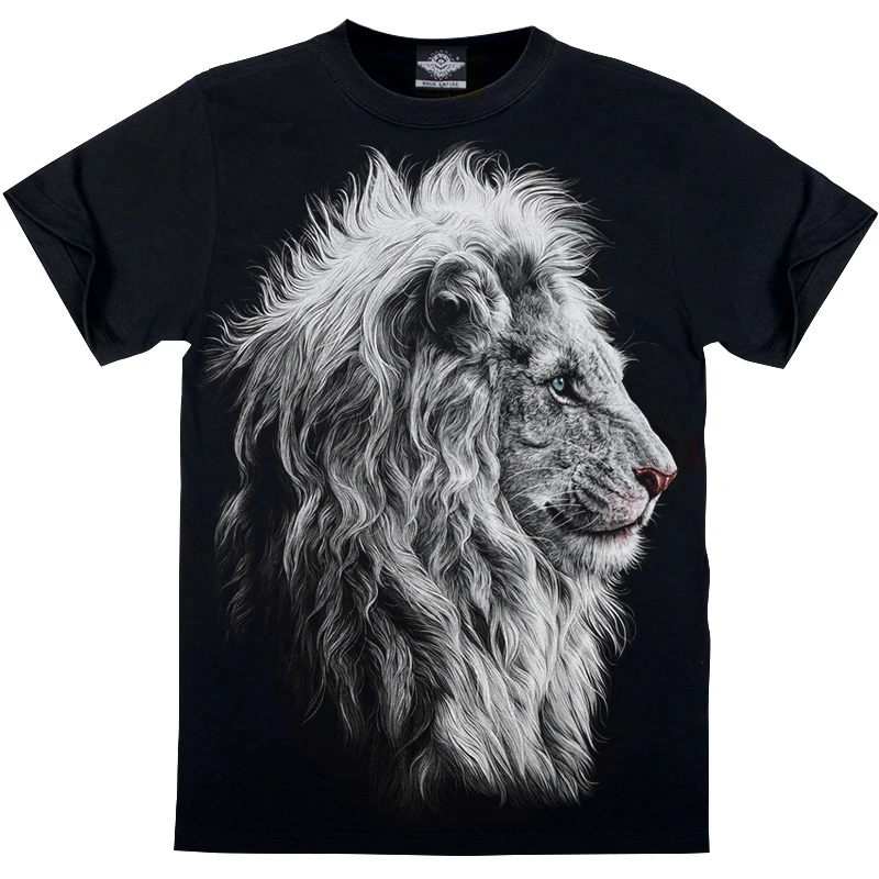 摇滚帝国大白狮夜光T恤设计师潮牌纯棉圆领短袖男女同款半袖动物