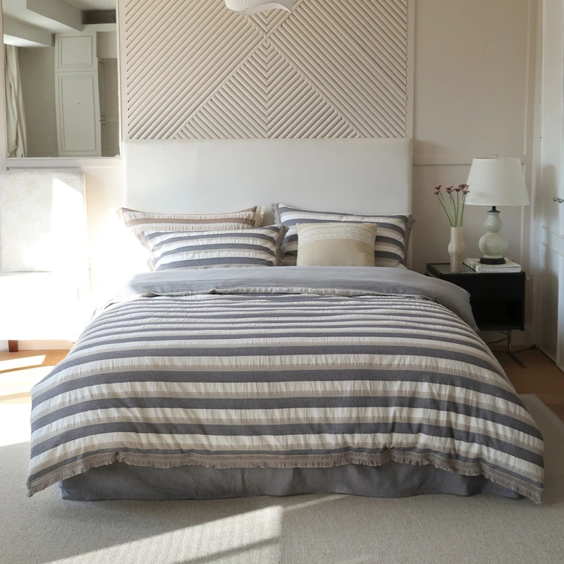 【晴美】纯棉色织条纹流苏系列四件套-全系列