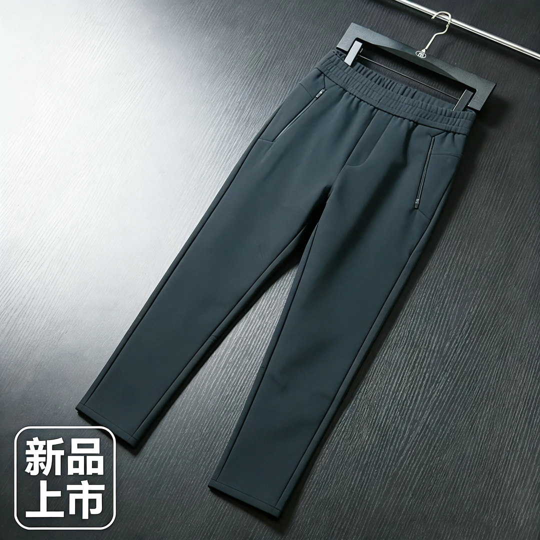 秋冬软壳男士休闲直筒裤防风防水时尚百搭净版拉链户外长裤