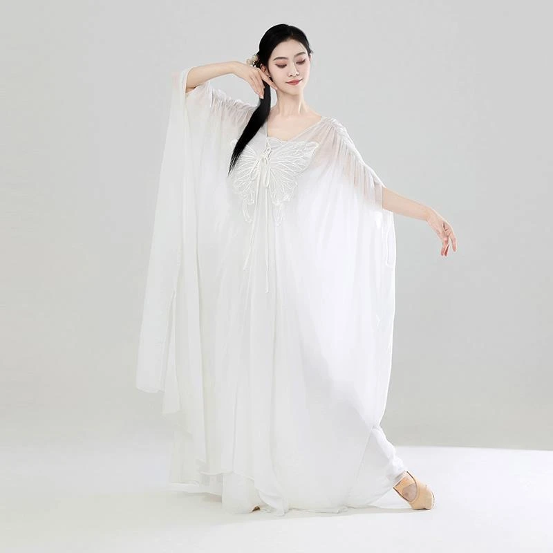 范哲萨古典舞蹈服女飘逸身韵纱衣练功服白色仙气禅茶服中国舞艺
